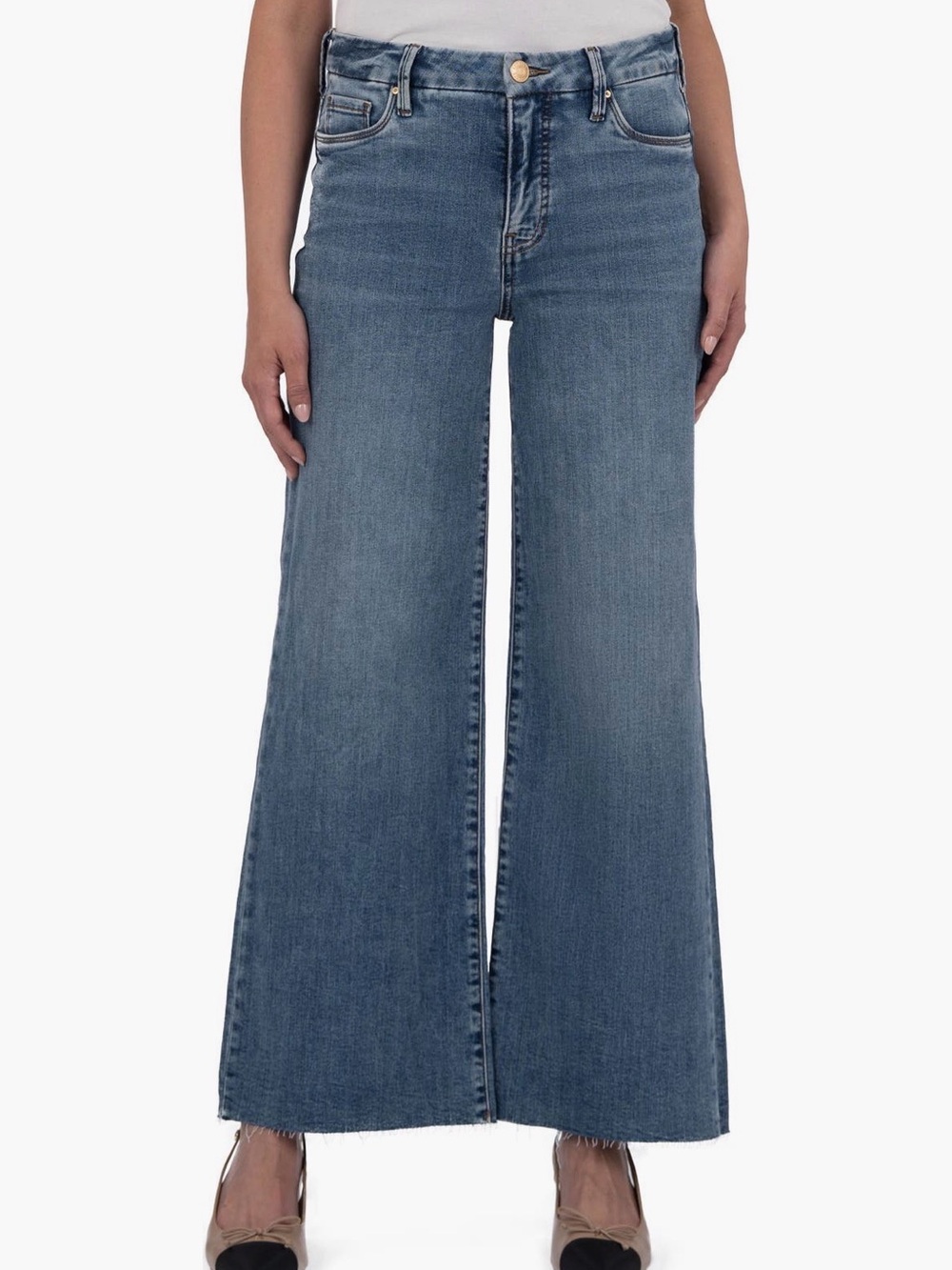 Meg Fab Ab high waist raw hem ankle wide leg jeans (optimism blue)